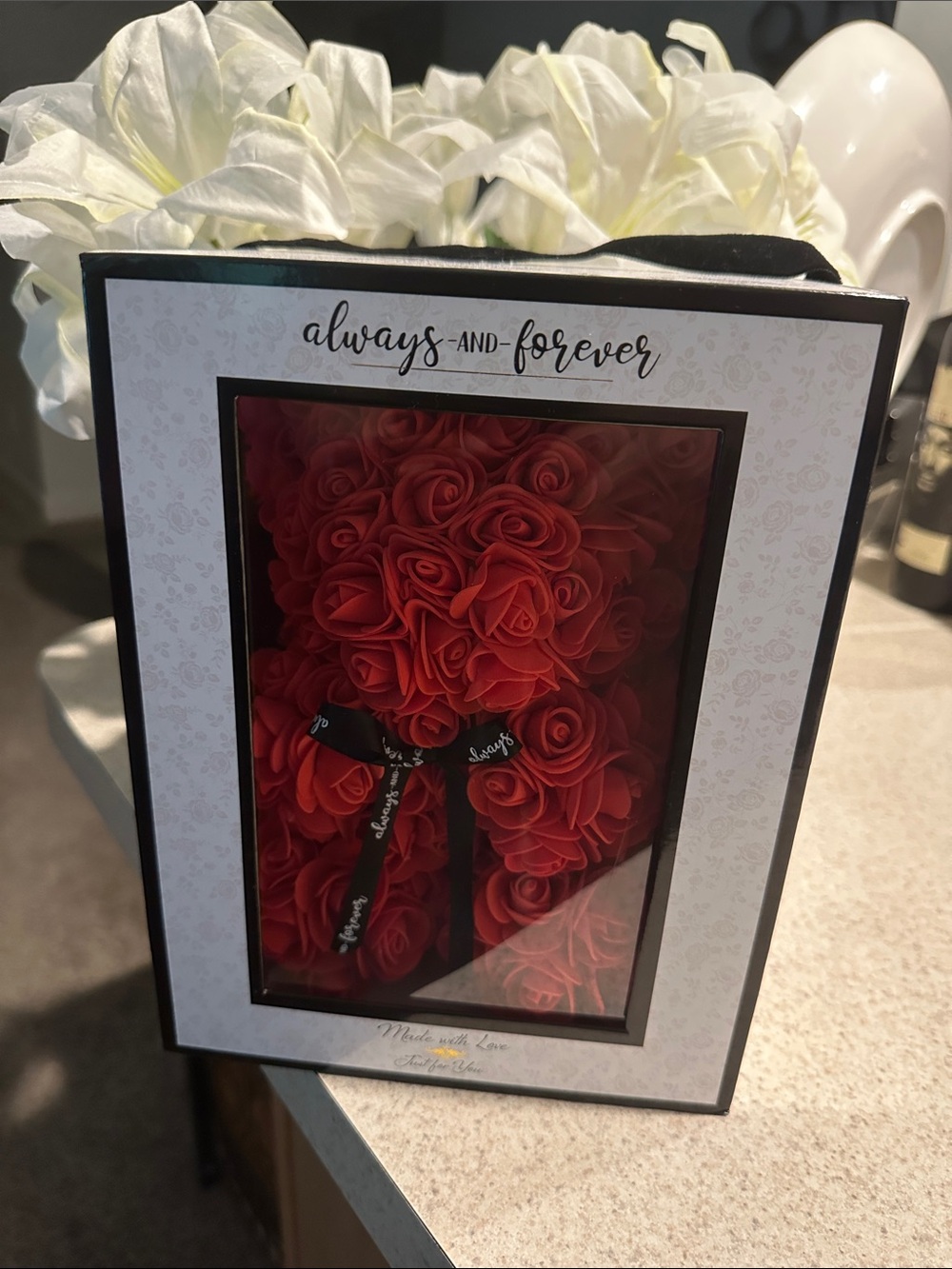 Always and Forever Red Rose Bear in Display Box